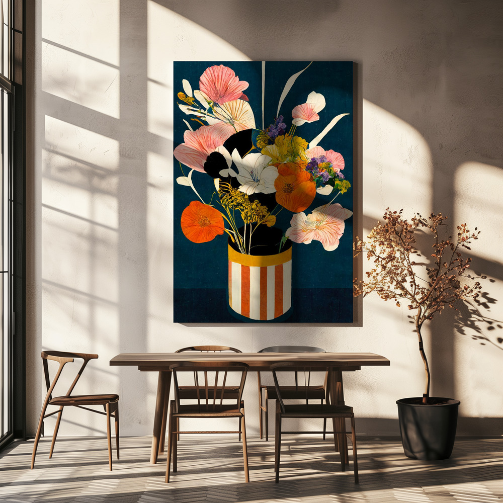 Lienzo - Flowers At Night sobre la mesa del comedor
