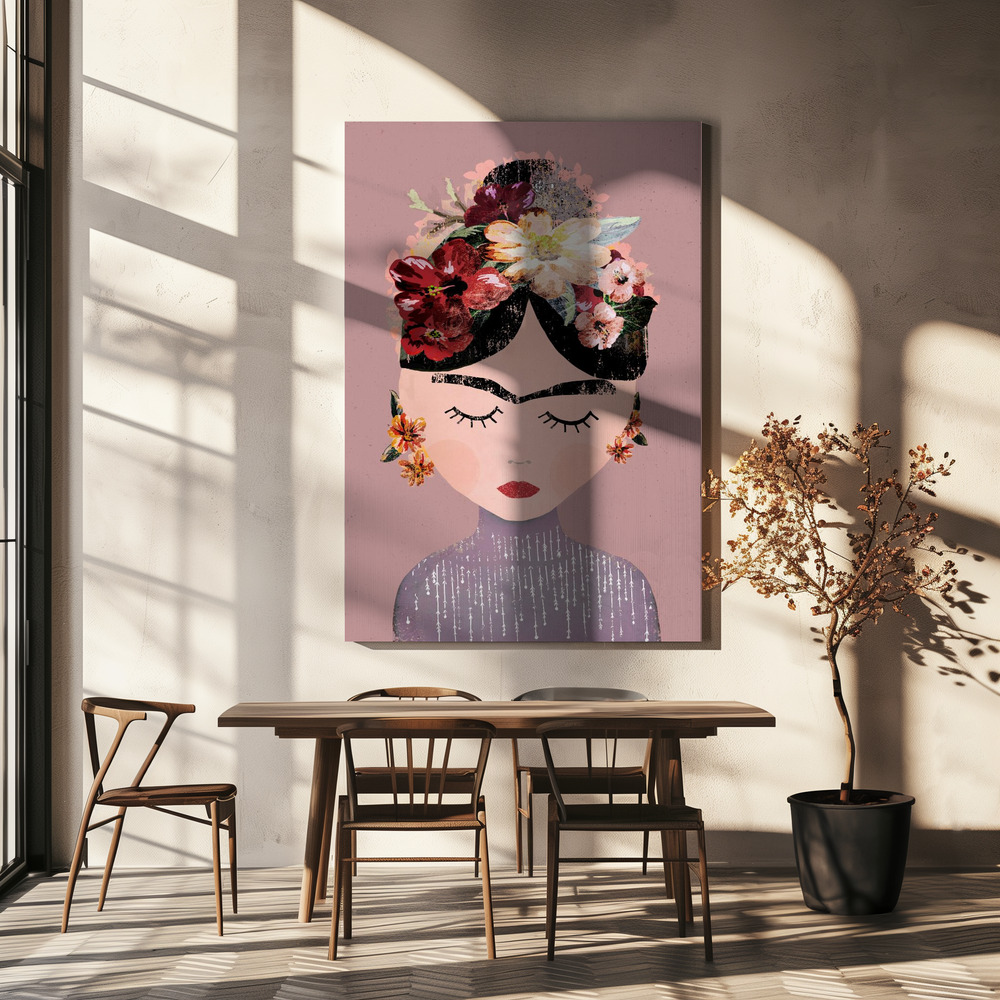 Leinwandbild - Frida (Pastel Version) über dem Esstisch