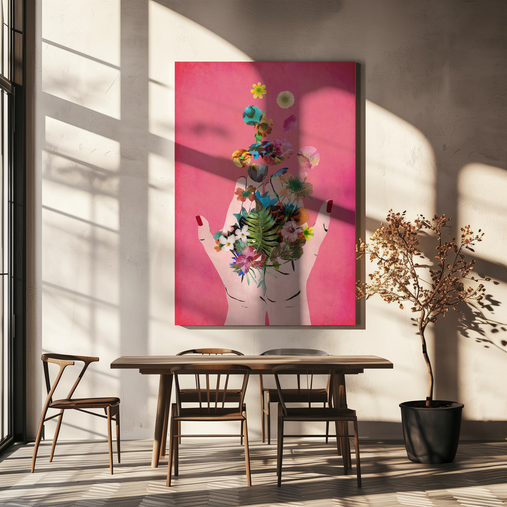 Canvas print - Frida`s Hand`s (Pink Version) over dining table