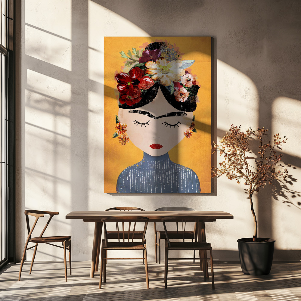 Canvas taulu - Frida (Yellow Version) ruokapöydän yli