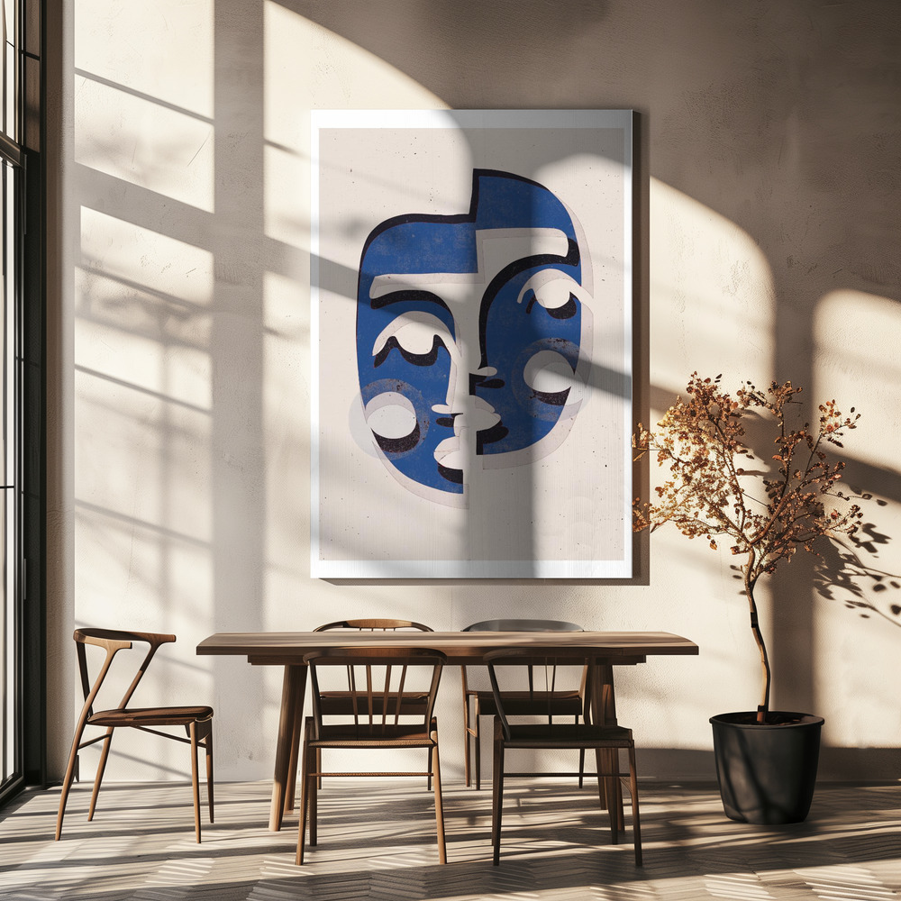 Lienzo - The Mask (Blue) sobre la mesa del comedor