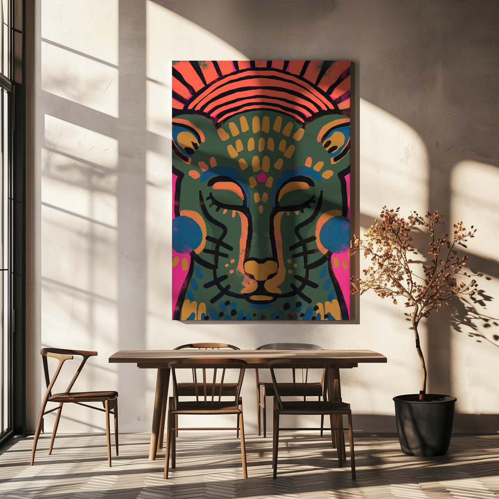 Canvas print - Tiger (Colored Version) over dining table