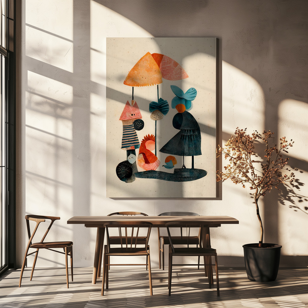 Canvas schilderi - Granny And Friends boven eettafel