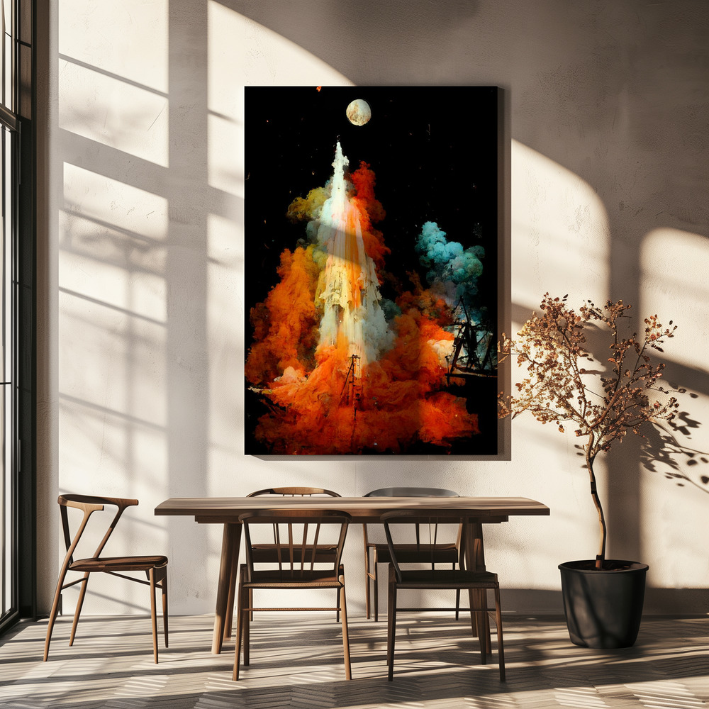 Lienzo - The Launch sobre la mesa del comedor