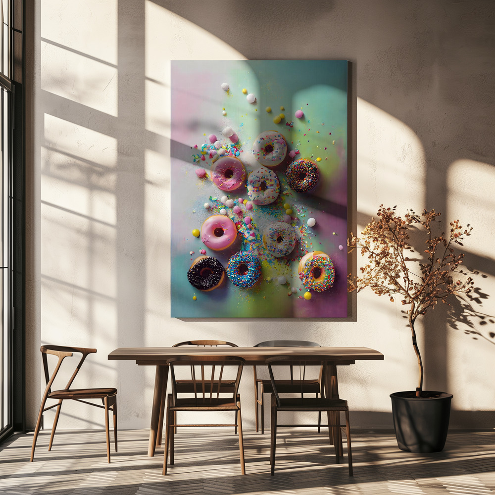 Canvas print - Delicious Donuts over dining table
