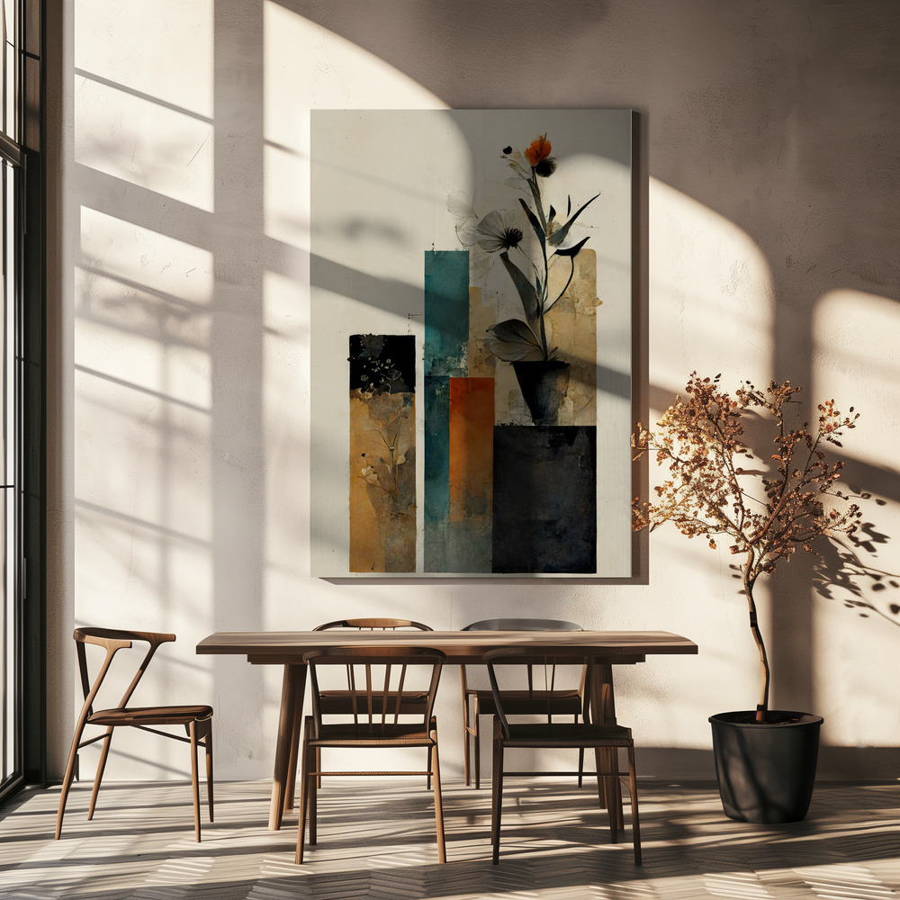Lienzo - Geometric Stillife sobre la mesa del comedor