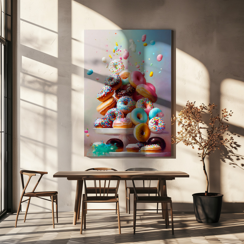 Canvas print - Donuts! over dining table
