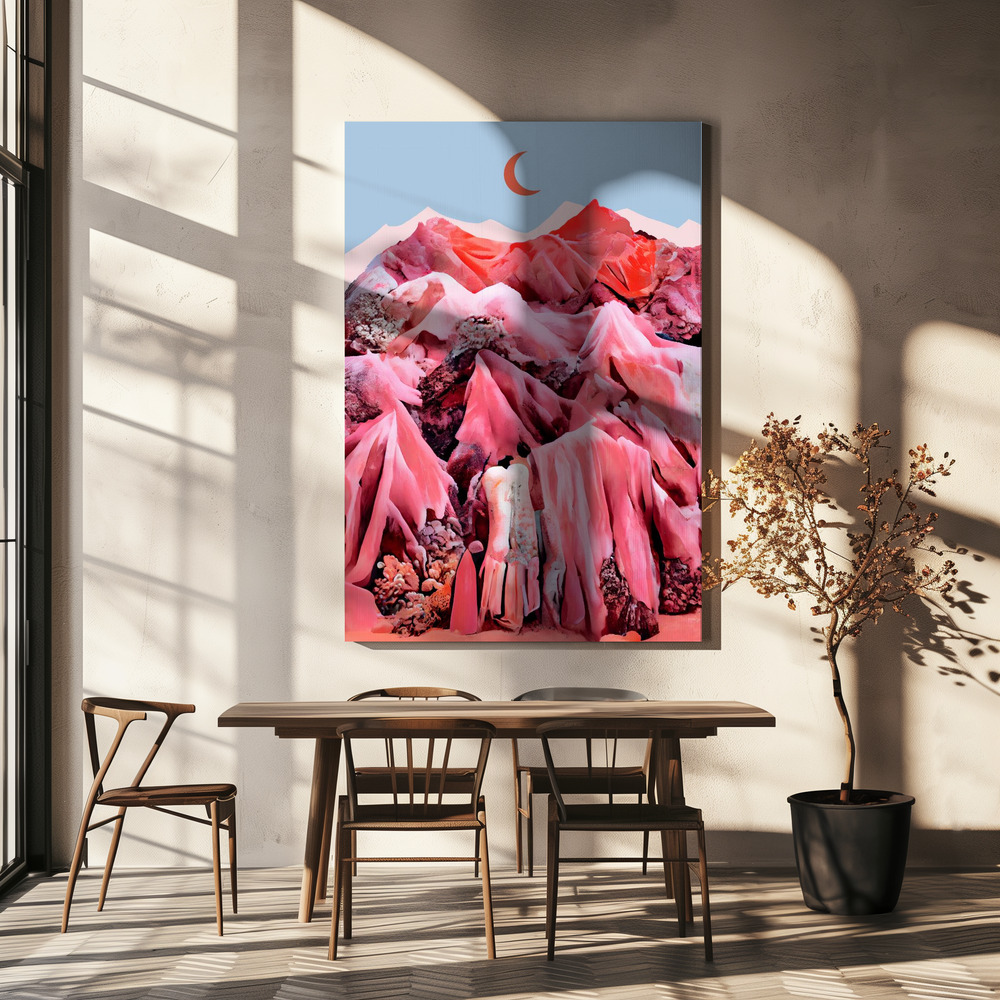 Canvas print - Textile Mountains over dining table
