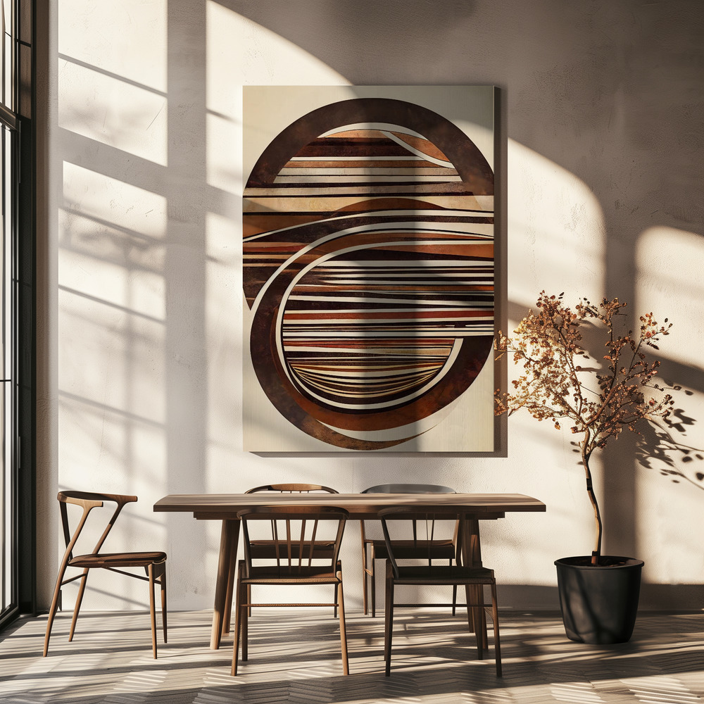 Canvas taulu - Curved Wood ruokapöydän yli