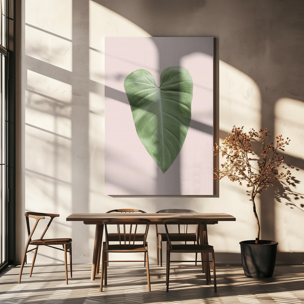 Leinwandbild - Tropical Leaf Blush über dem Esstisch