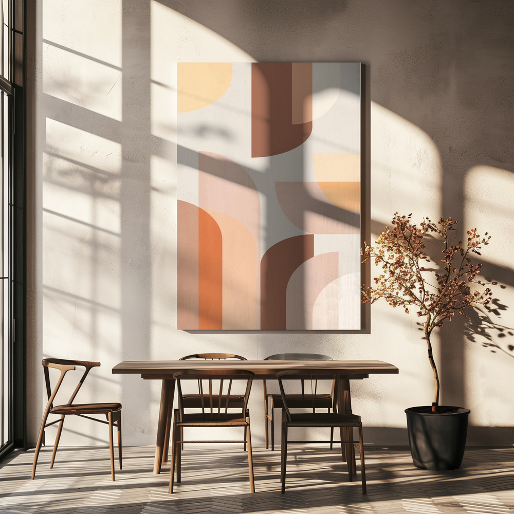 Lærred - Retro Geometric over spisebordet