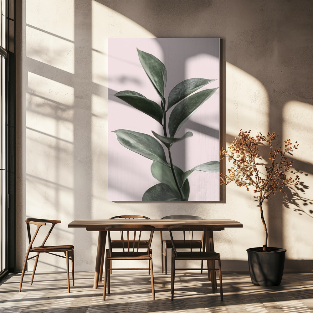Canvas print - Foliage on Pink over dining table
