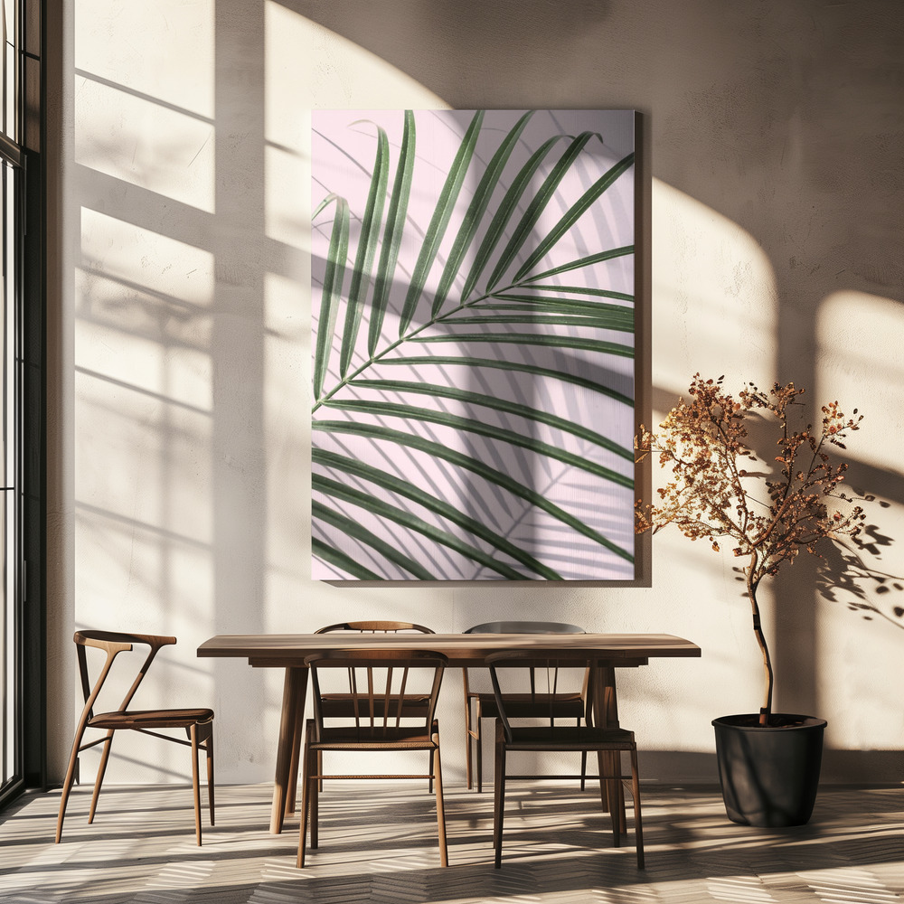Canvas print - Palm Leaf Shadow over dining table