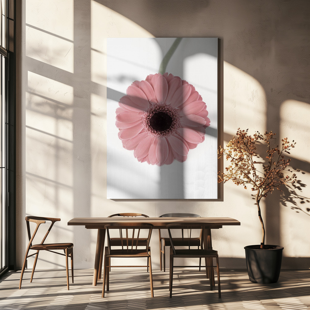 Stampe su tela - Pink Gerbera II sopra il tavolo da pranzo
