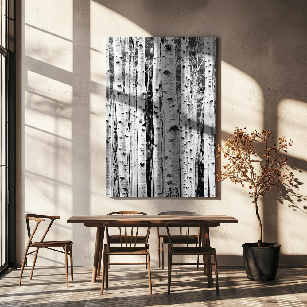 Stampe su tela - Birches sopra il tavolo da pranzo