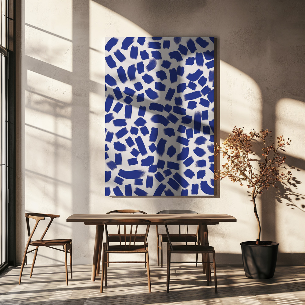 Lienzo - Blue Strokes Pattern sobre la mesa del comedor
