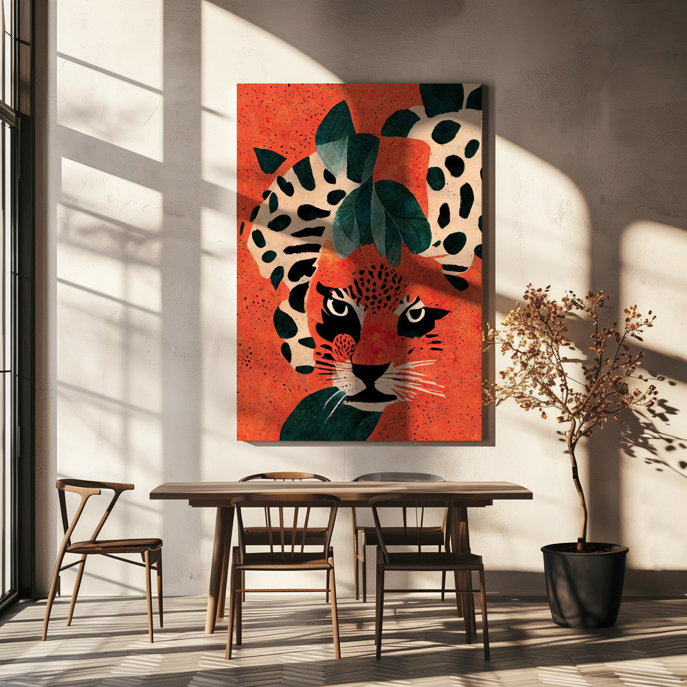 Canvas schilderi - Hiding Leo boven eettafel