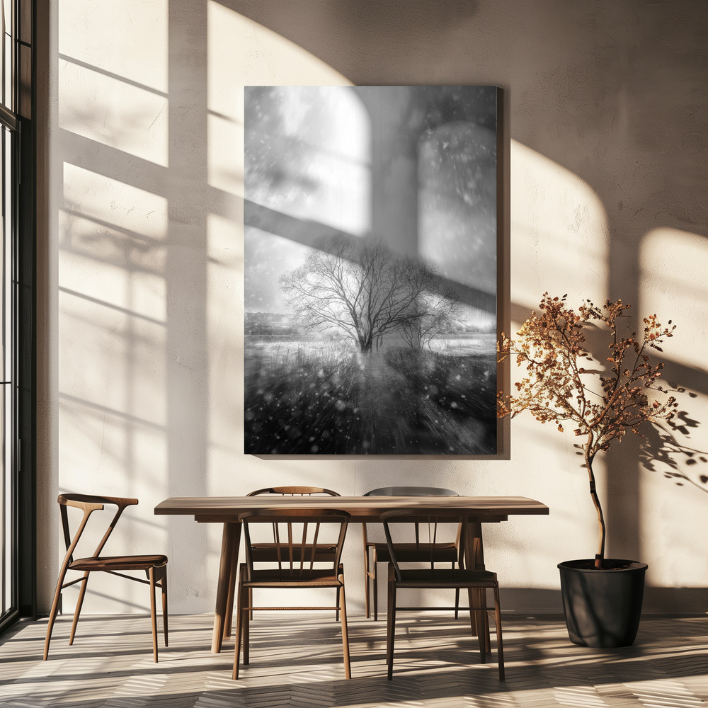 Canvas schilderi - blizzard boven eettafel