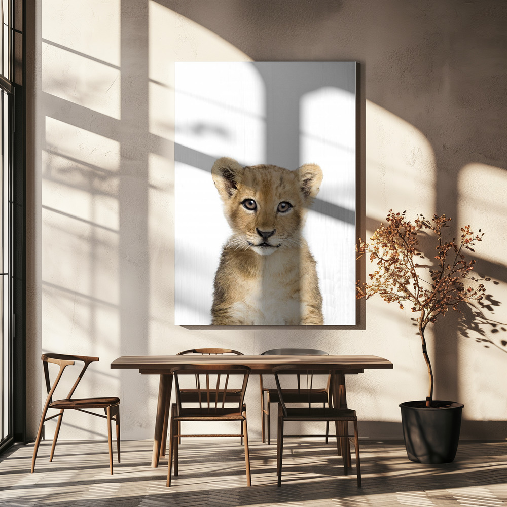 Obraz na płótnie - Baby Lion nad stołem jadalnym
