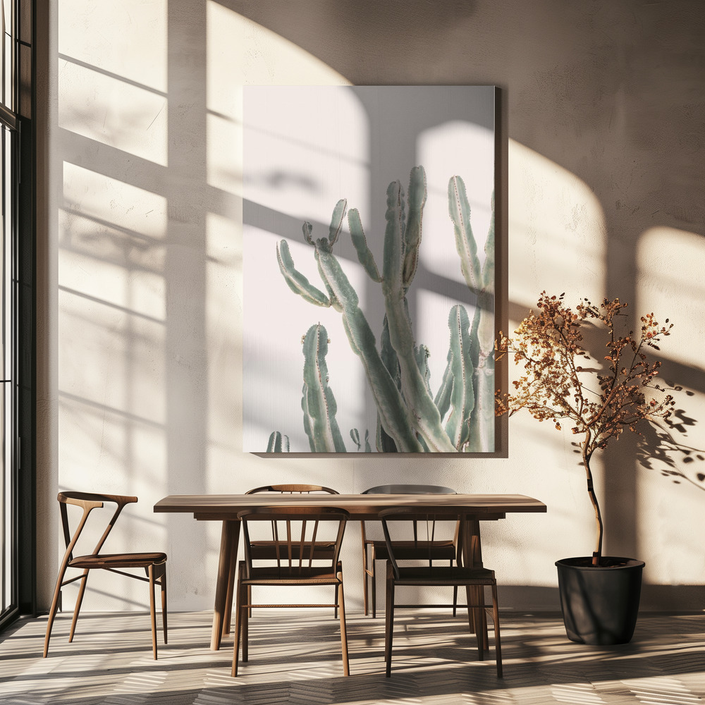 Lienzo - Sunrise Cactus sobre la mesa del comedor