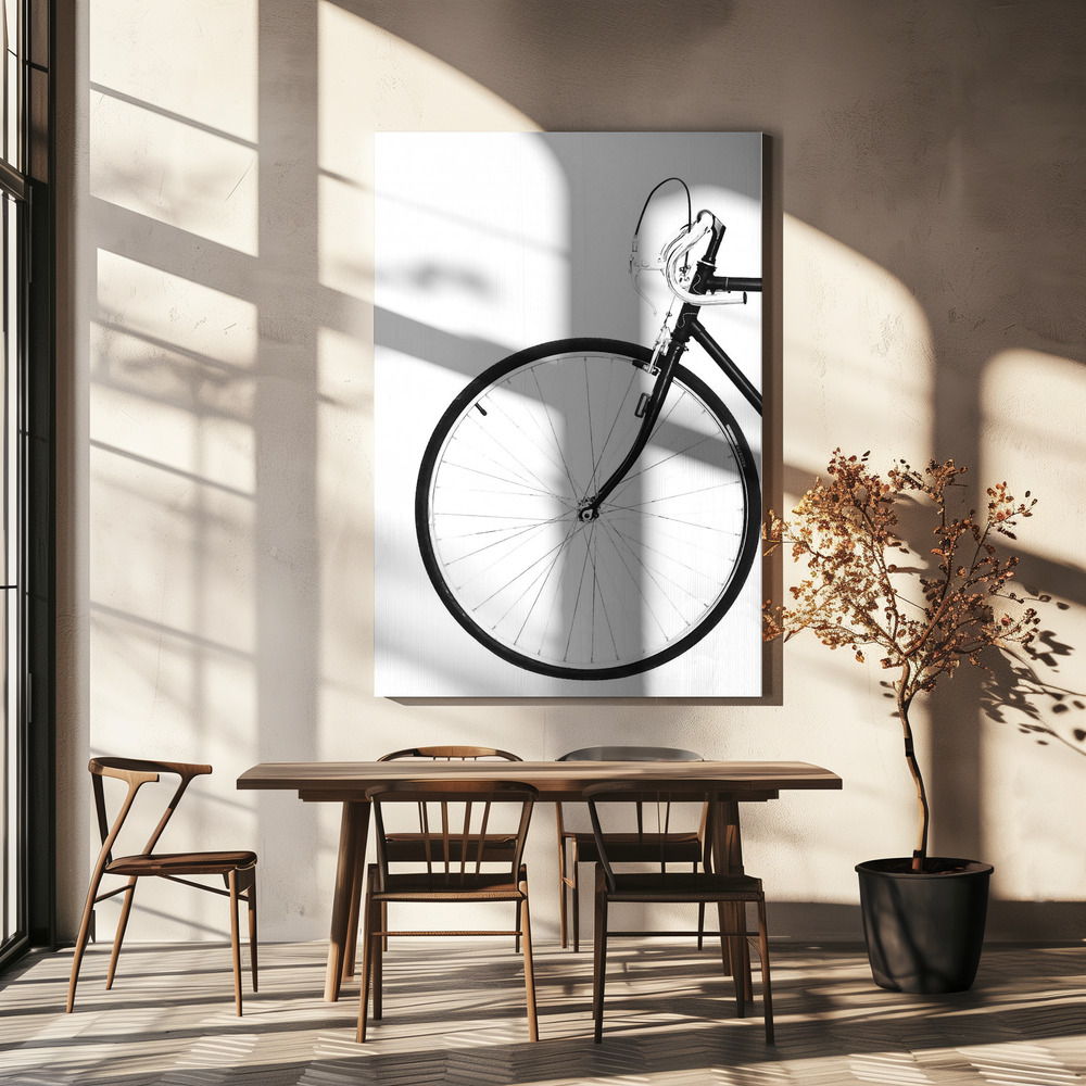 Lærred - Bicycle over spisebordet