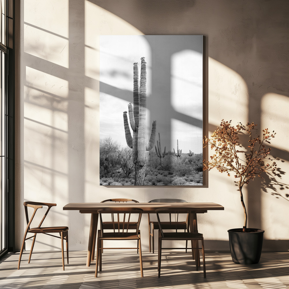 Lærred - Saguaro B&W over spisebordet