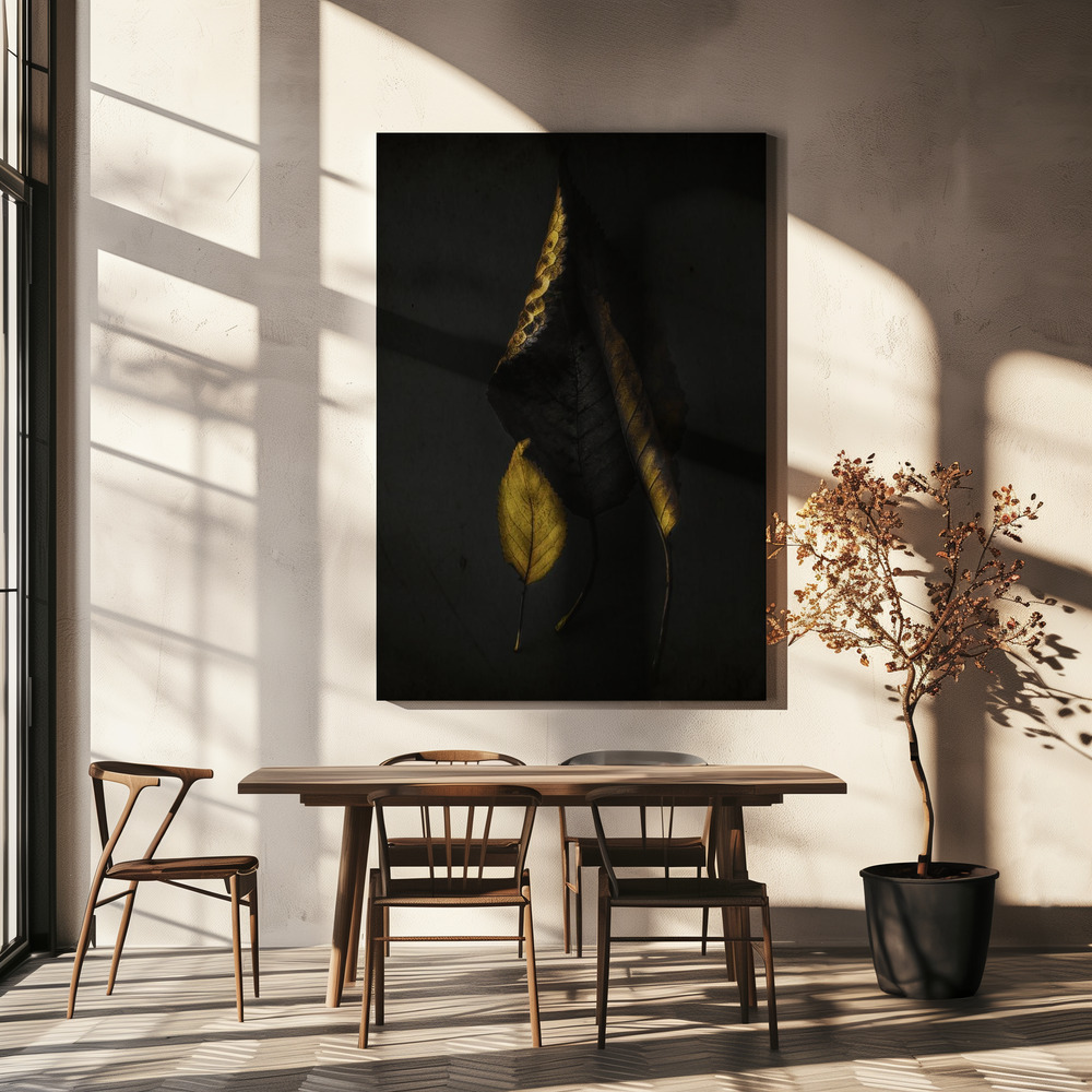 Canvas print - Autumn leaves over dining table