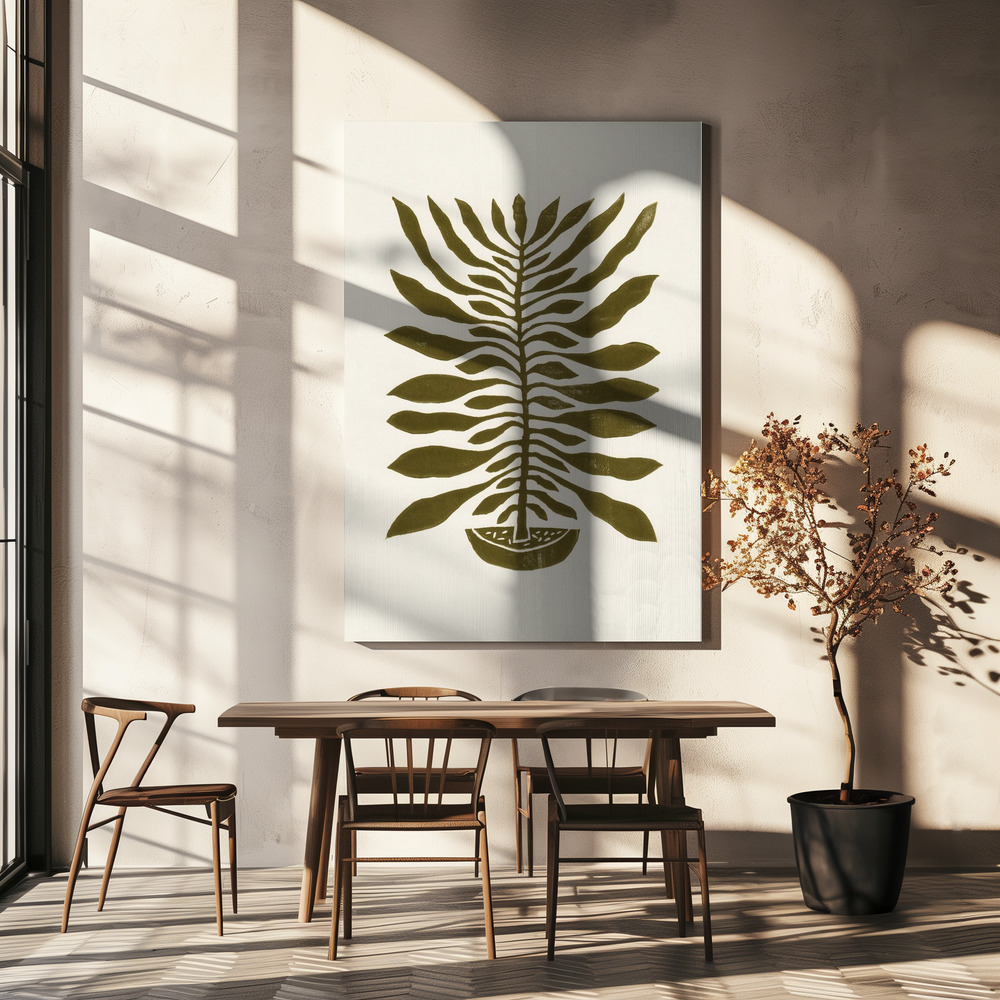 Canvastavla Ne Hundred-Leaved Plant #22 / Lino Print - Tavla över matbord