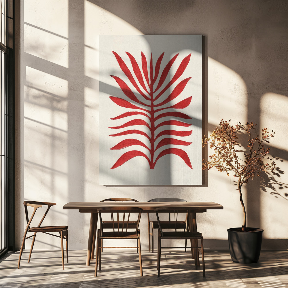 Canvas print - Red Branch / Lino Print over dining table