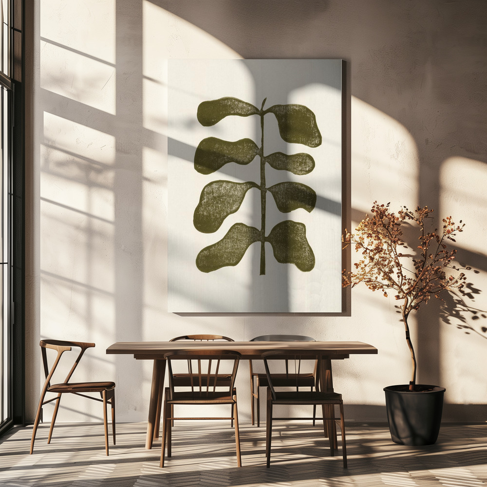 Lærred - Linocut Plant over spisebordet