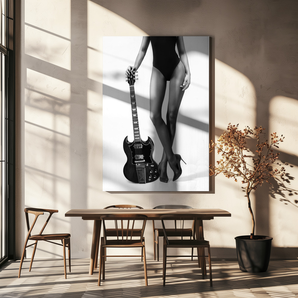 Canvas schilderi - Lady And The Gibson boven eettafel