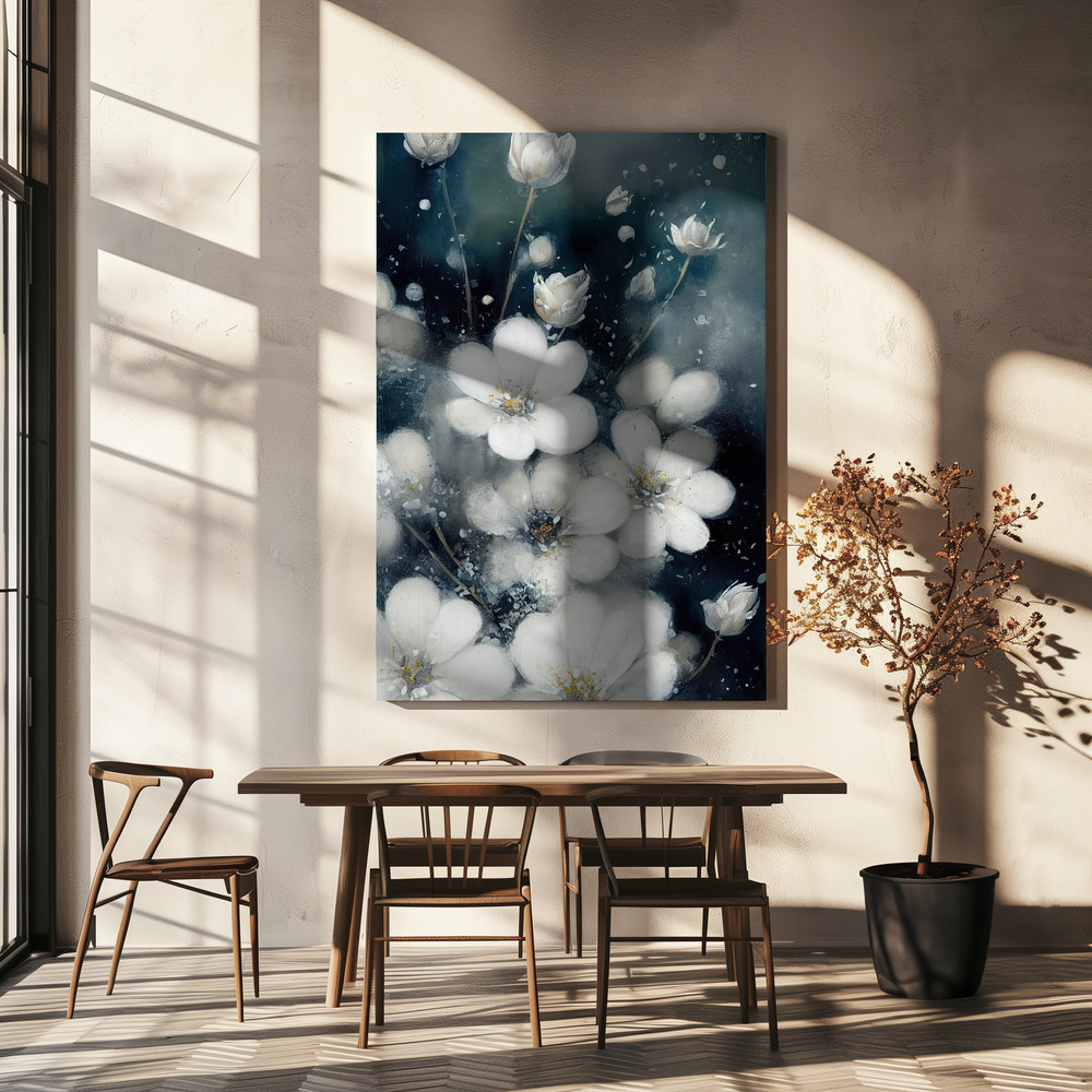 Canvas taulu - Frozen Flowers ruokapöydän yli