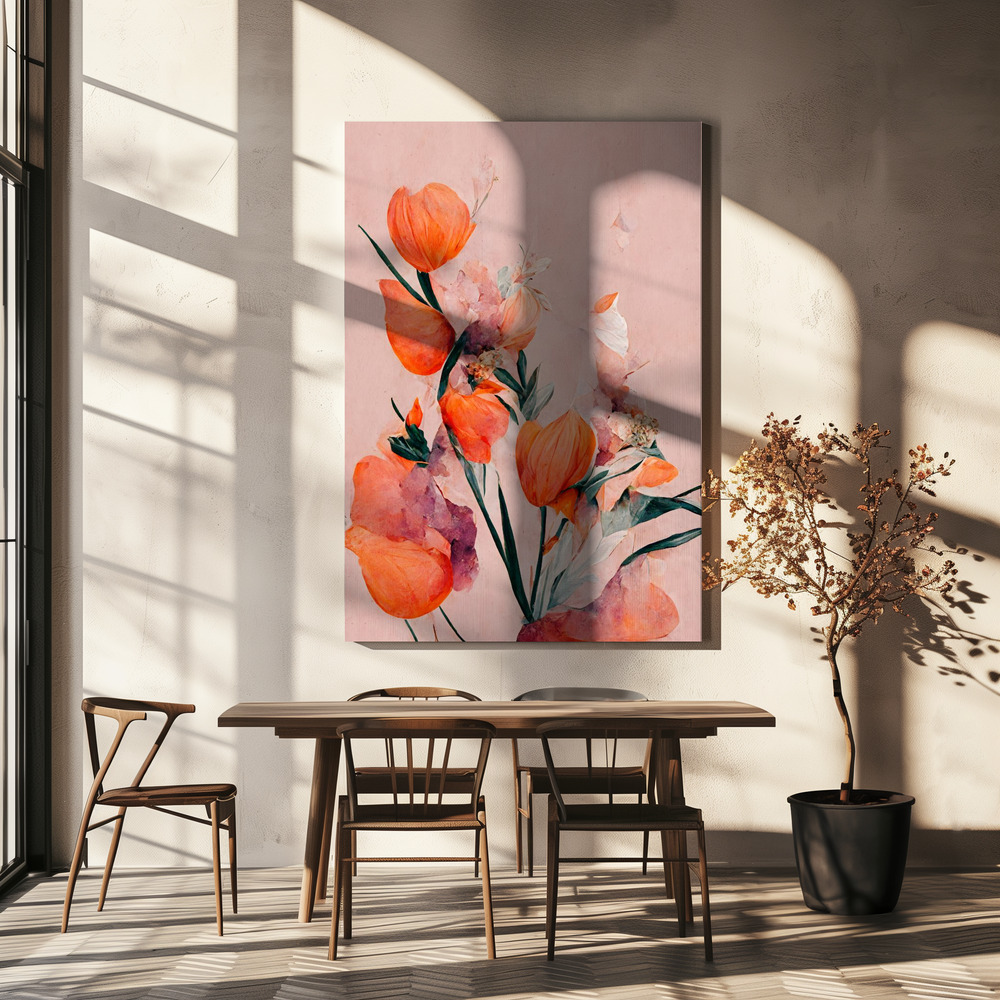 Canvas print - Orange Tulips over dining table