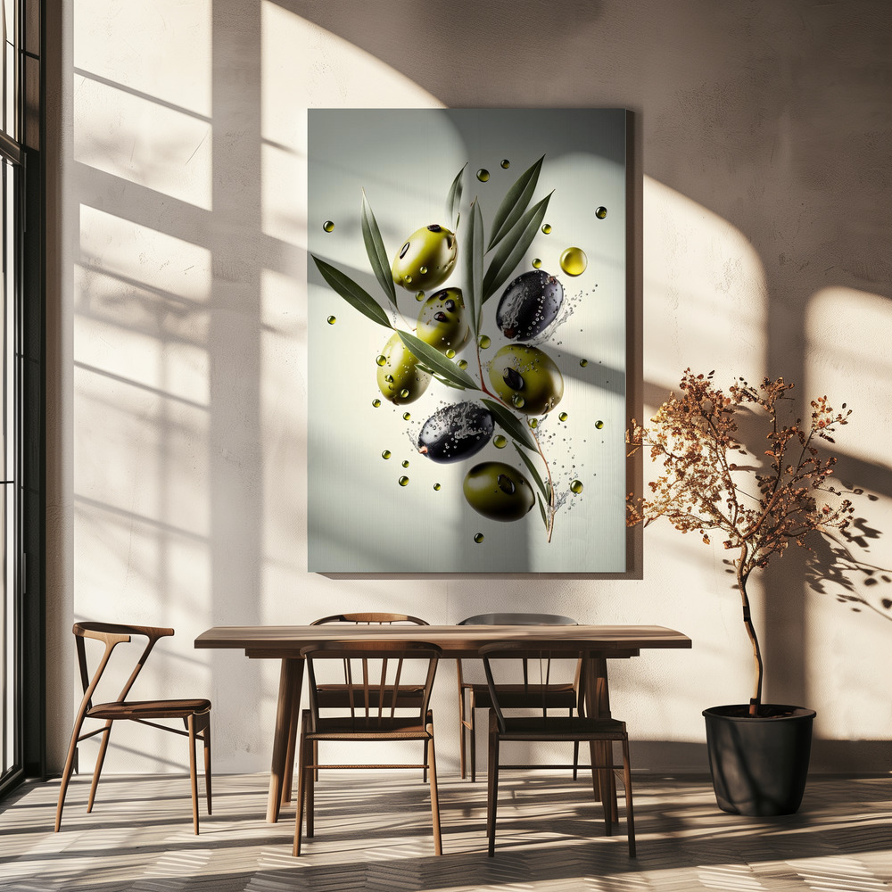 Canvas print - Fresh Olives over dining table
