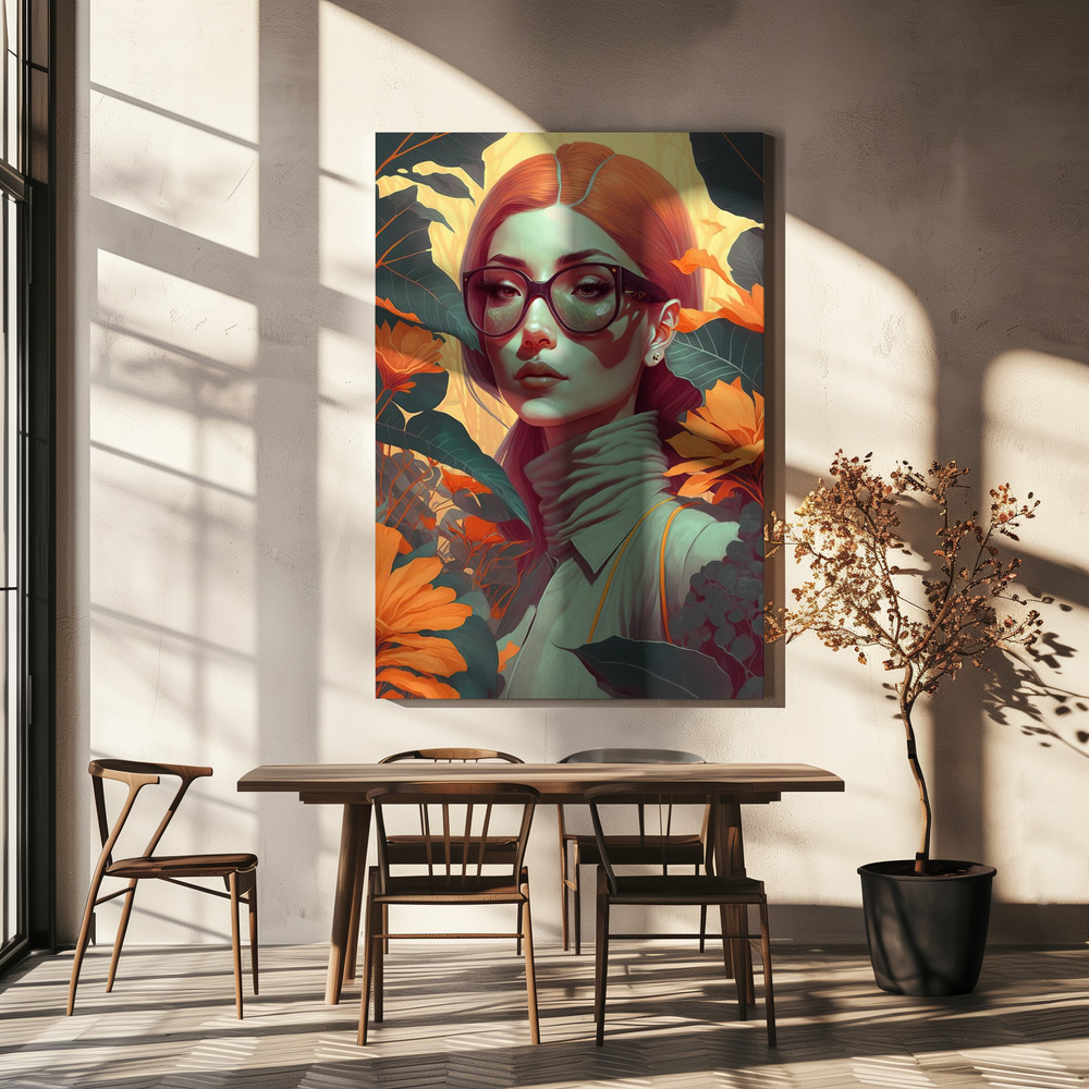 Canvas schilderi - Beauty In The Jungle boven eettafel