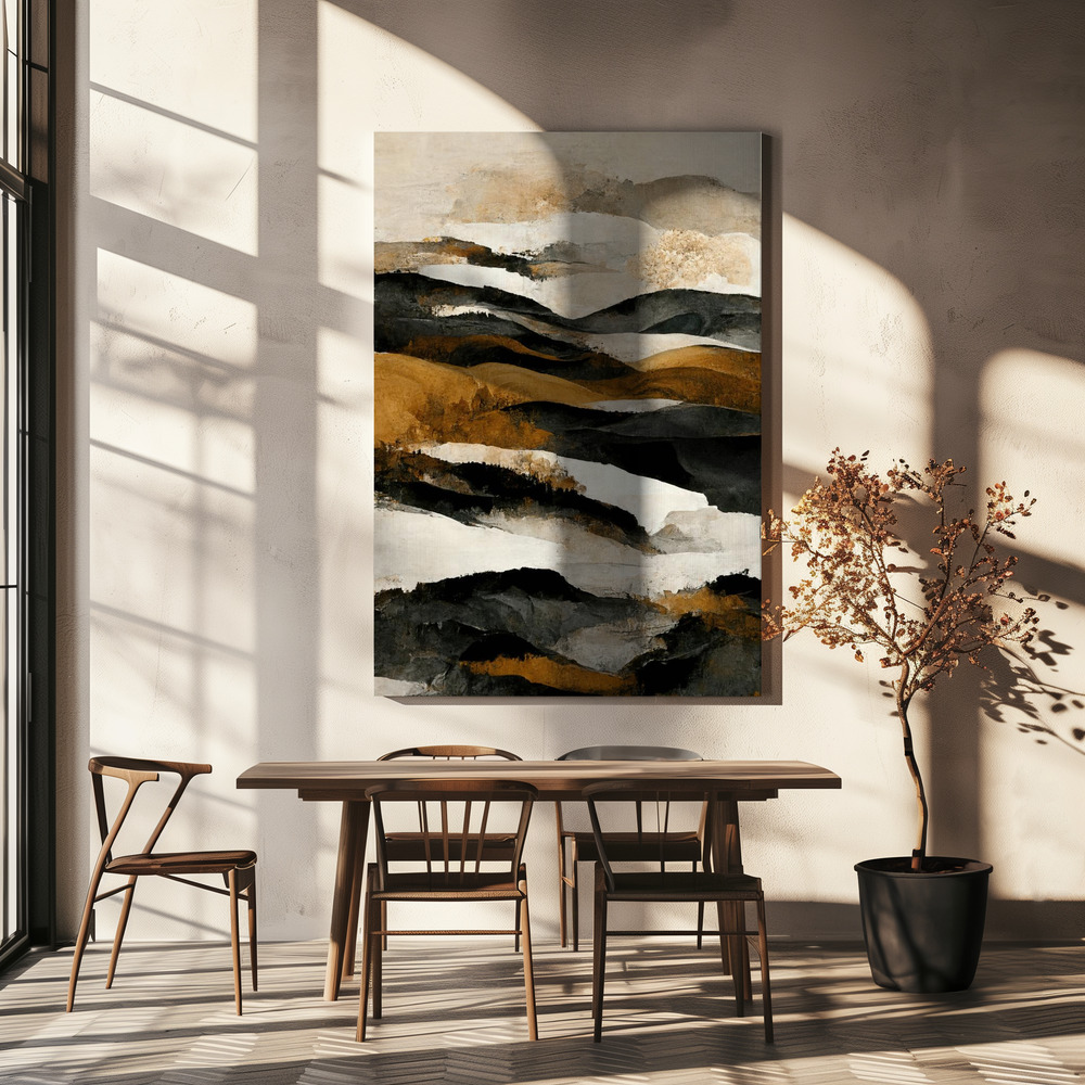 Canvas print - Ochre And Beige Mountains over dining table