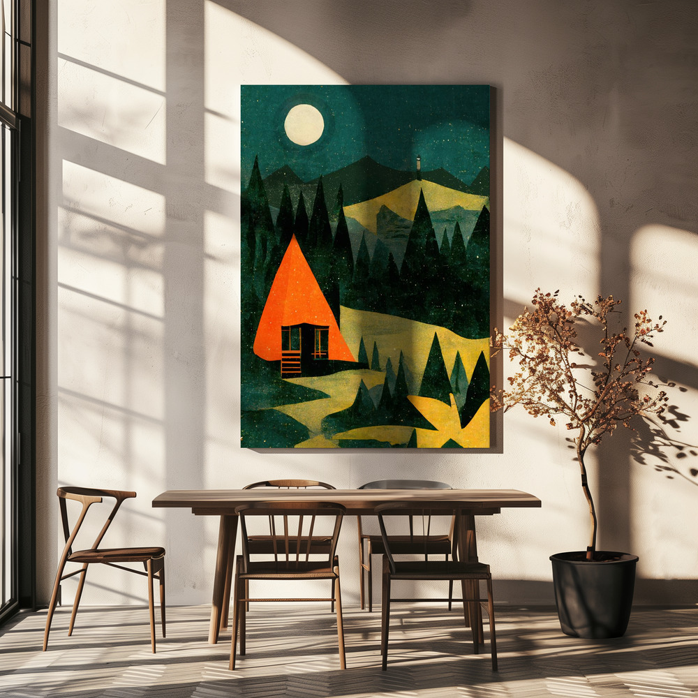 Lærred - Cabin In The Forest over spisebordet