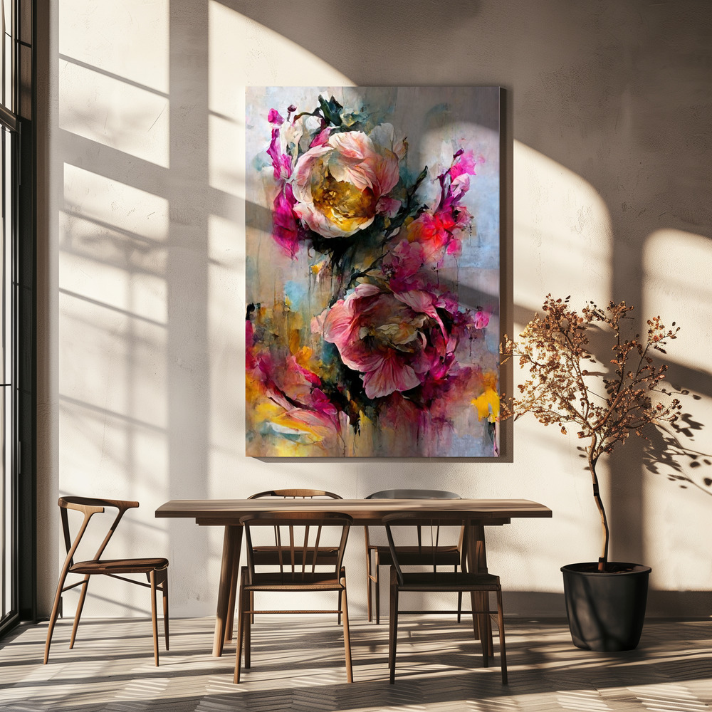 Canvas print - Wild Roses over dining table
