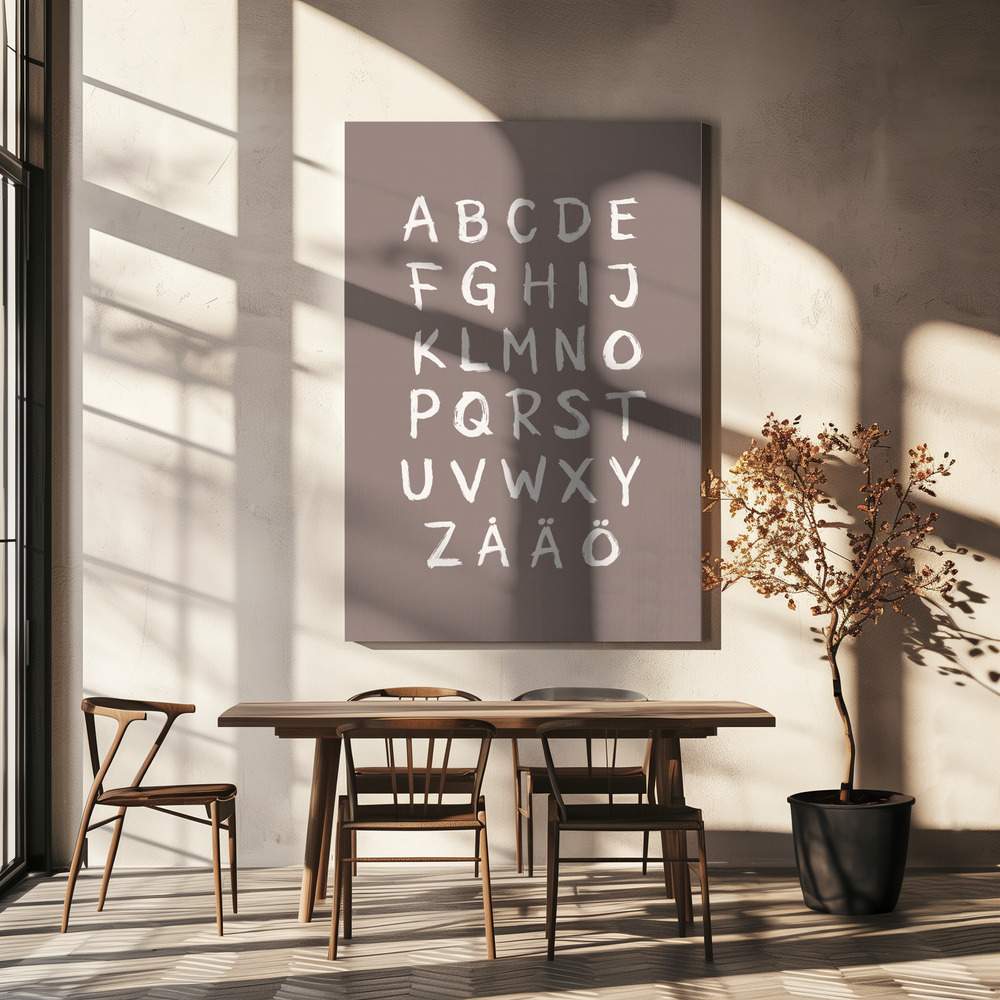 Canvastavla ABC Toothy Brun - Tavla över matbord
