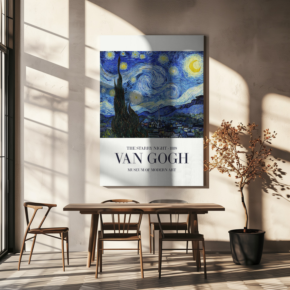 Lienzo - The Starry Night sobre la mesa del comedor