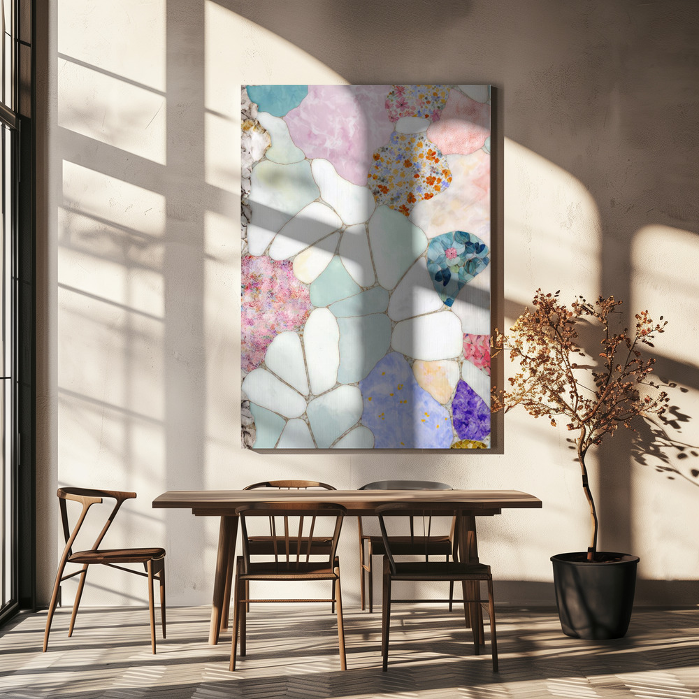 Lærred - Floral Mosaic over spisebordet