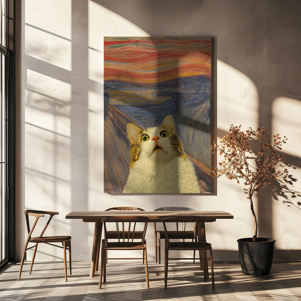 Canvas taulu - The Meow 02 ruokapöydän yli