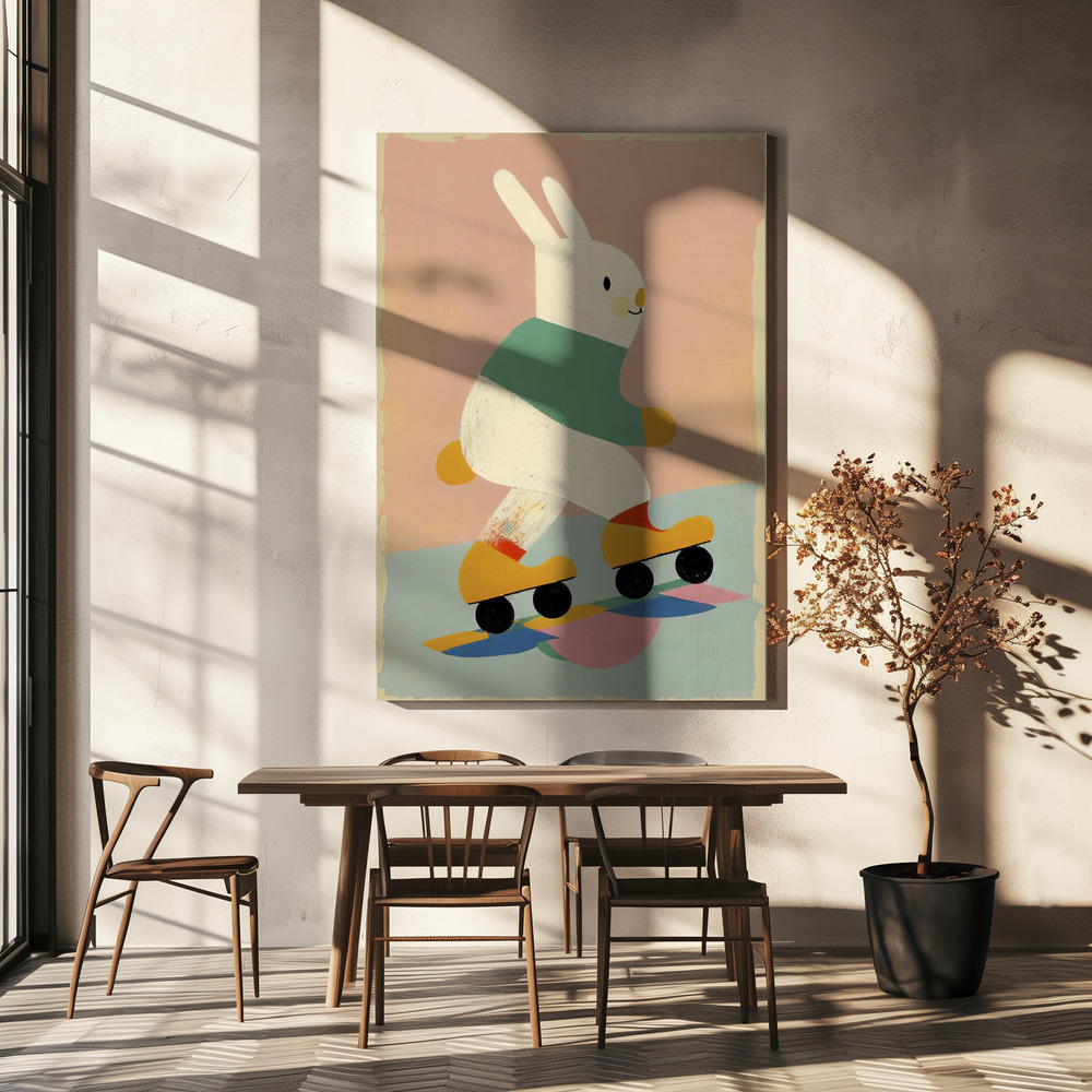Canvas print - Skating Bunny over dining table