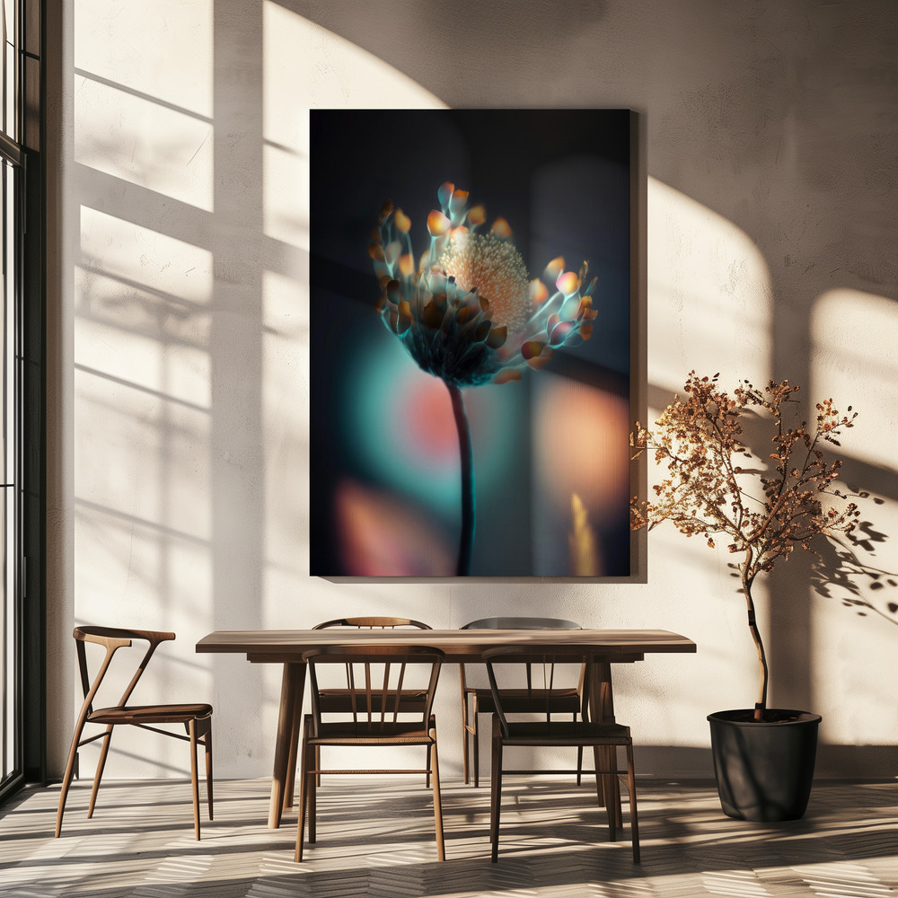 Canvas print - Colorful Glowing Flower over dining table