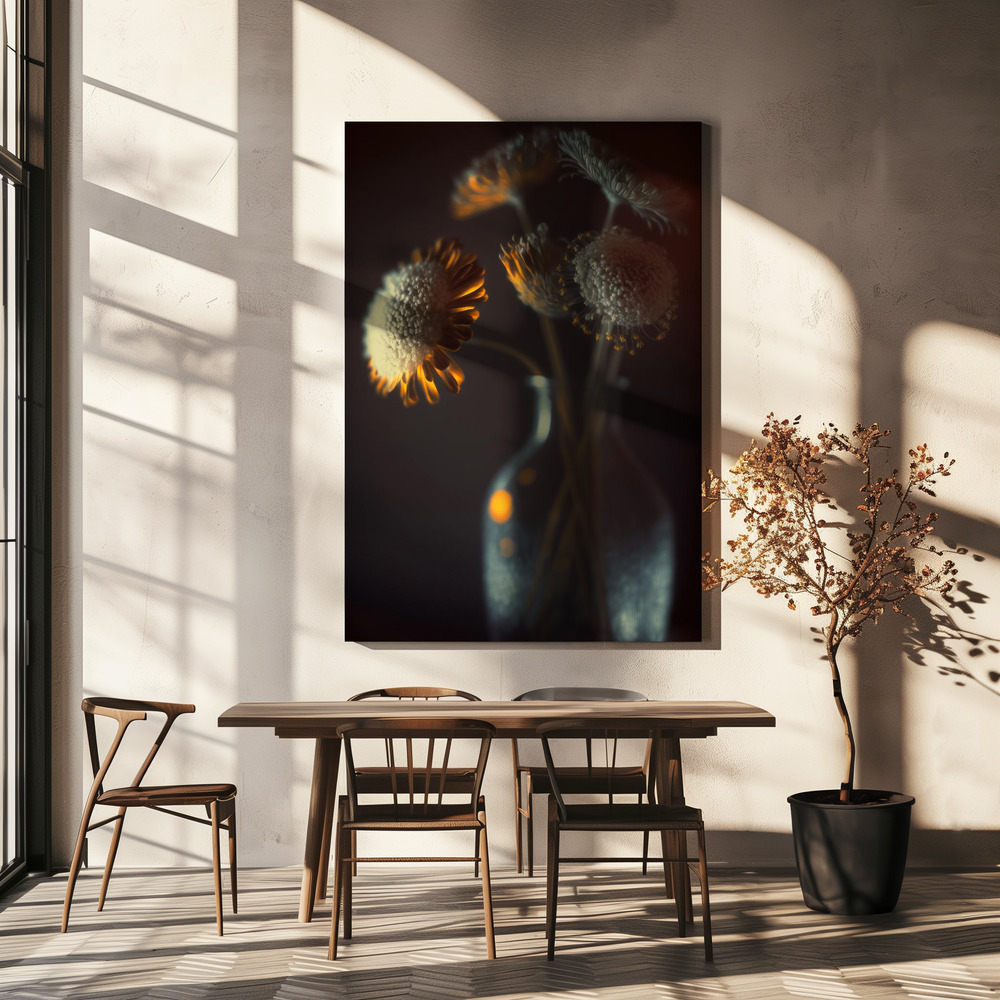 Canvas print - Flowers In Low Light over dining table