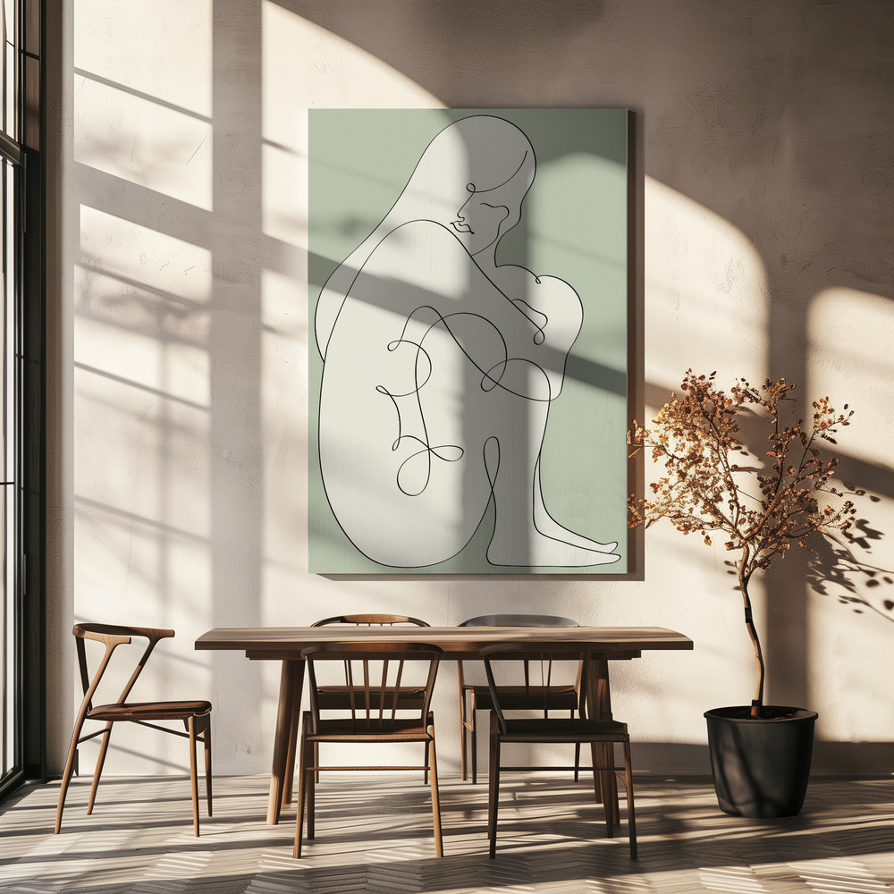 Canvas print - Sitting Woman Green over dining table