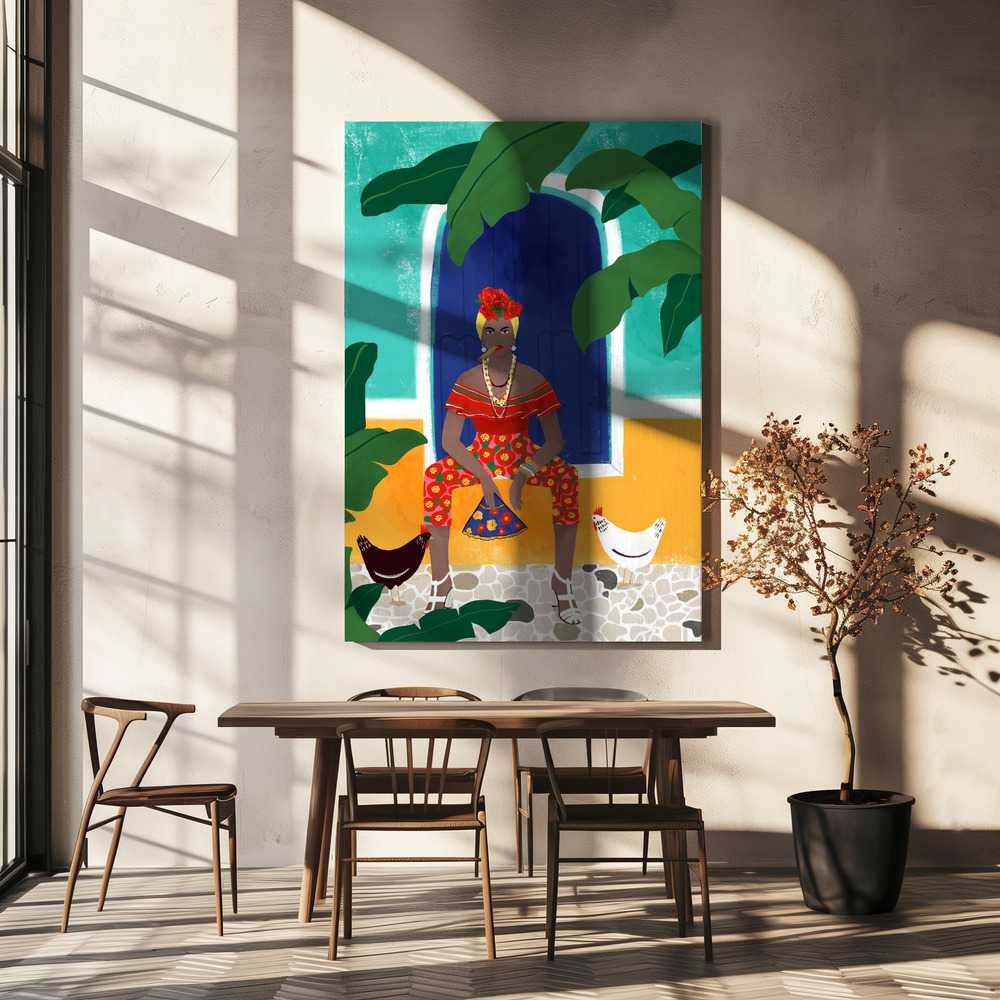 Canvas print - Femm au cigare over dining table