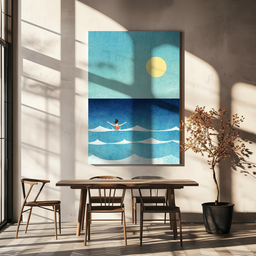 Canvas schilderi - Sea Swim ii boven eettafel