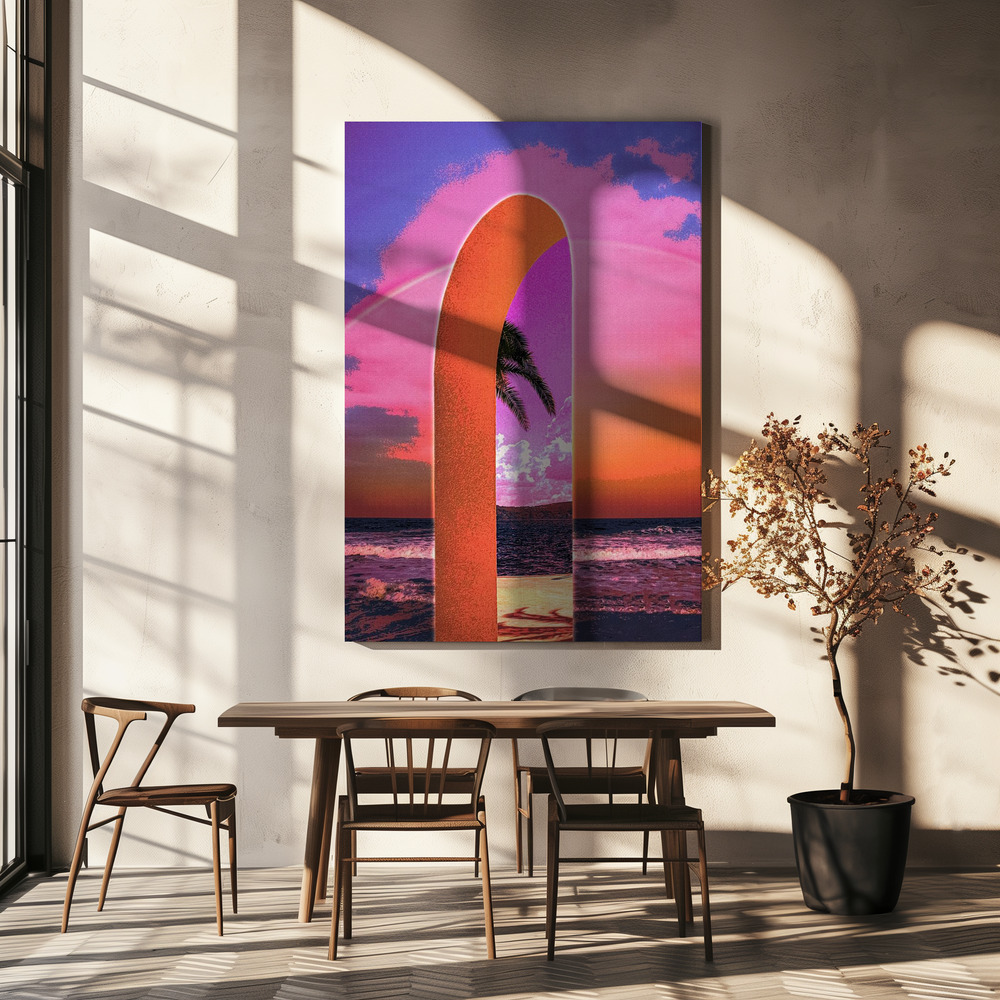 Lienzo - Portal Vaporwave sobre la mesa del comedor