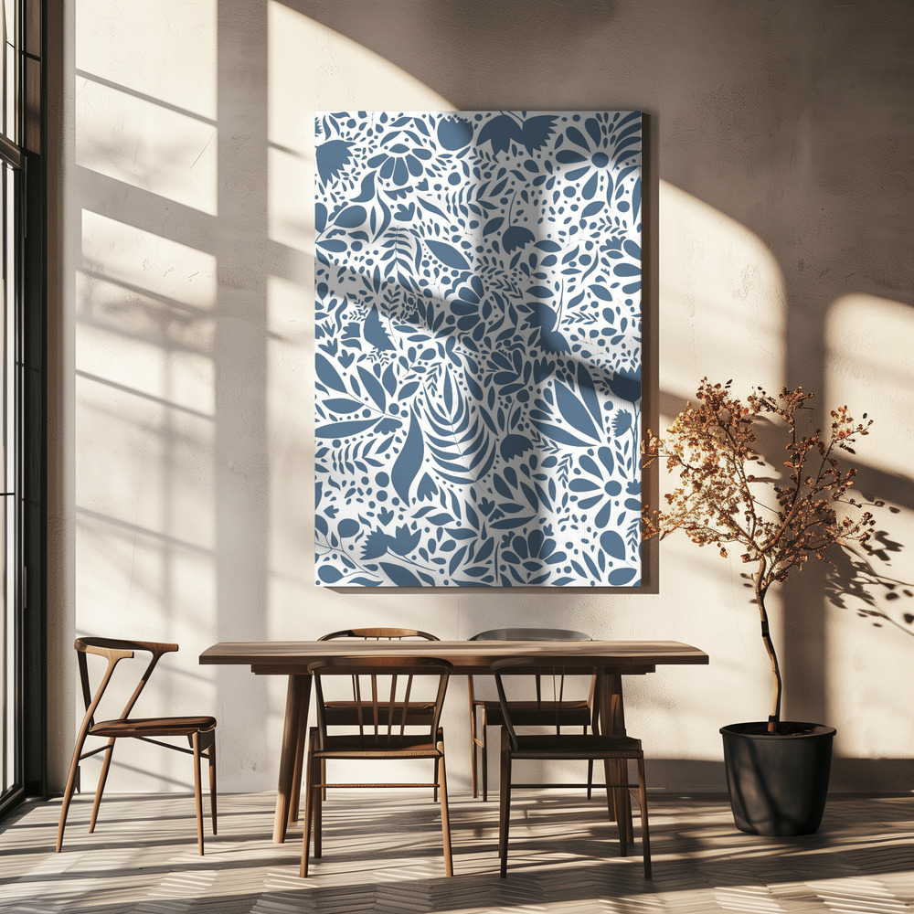 Stampe su tela - Scandi blue white pattern 2 sopra il tavolo da pranzo